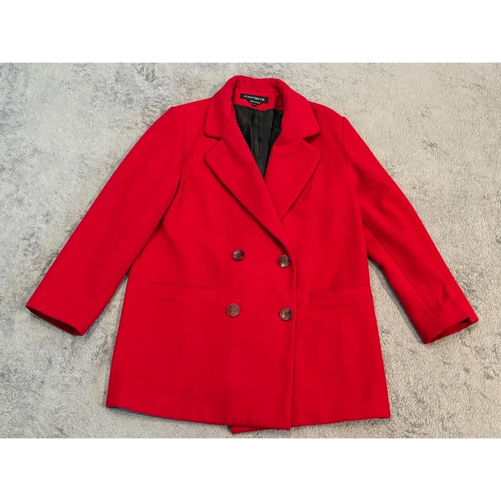 Donnybrook Pea Coat Womens 12 Red Wool Peacoat Button Up Jacket